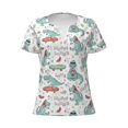 thumbnail image 3 of Naloa Music Lover Dinosaur Print T-Shirts Short Sleeve V Neck Tees for Women Fashion Tops Trendy Lightweight Soft Casual Summer Outfits Clothes, 3 of 5