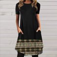 thumbnail image 1 of Robes pour Femmes 2024 Été Surdimensionné Décontracté Col Rond Imprimé Manches Courtes Robe avec Poche 50 % de Réduction!, 1 of 5