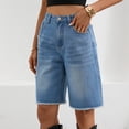 thumbnail image 5 of Women Denim Bermuda Shorts Knee Length Low Rise Baggy Jorts Light Blue M, 5 of 9
