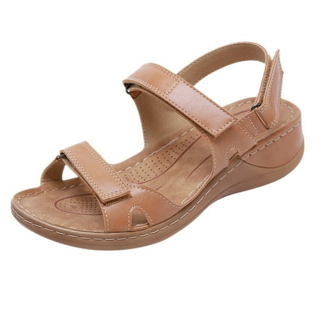 

Follure Girl women s casual shoes Women s Ladies Wedges Causal Shoes Beach Sandals Brown 44