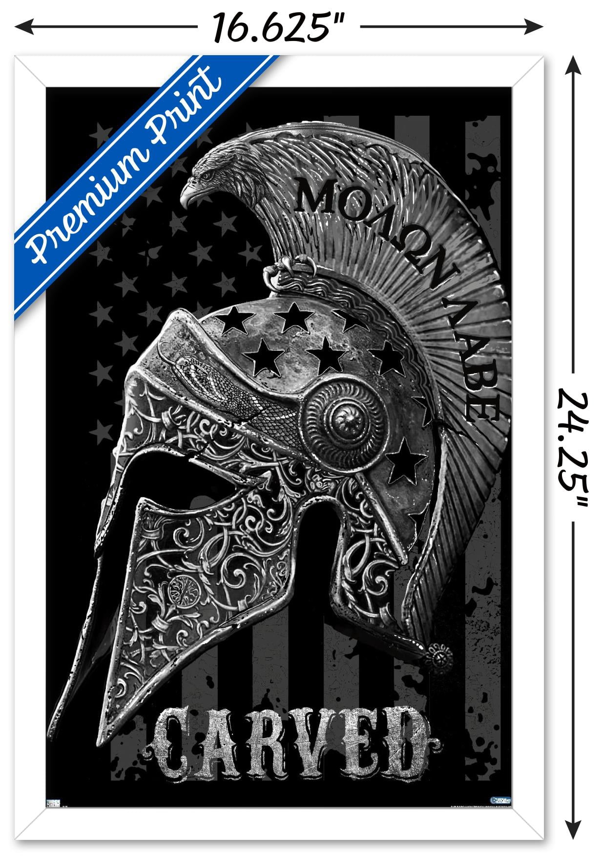 Jim Baldwin - Carved Helmet Wall Poster, 14.725" x 22.375" Framed
