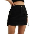 thumbnail image 1 of Besolor Cargo Skirt for Women Mid Rise Stretch Button Mini Short Skirt with Pockets 2024 Fashion Skirts, 1 of 5