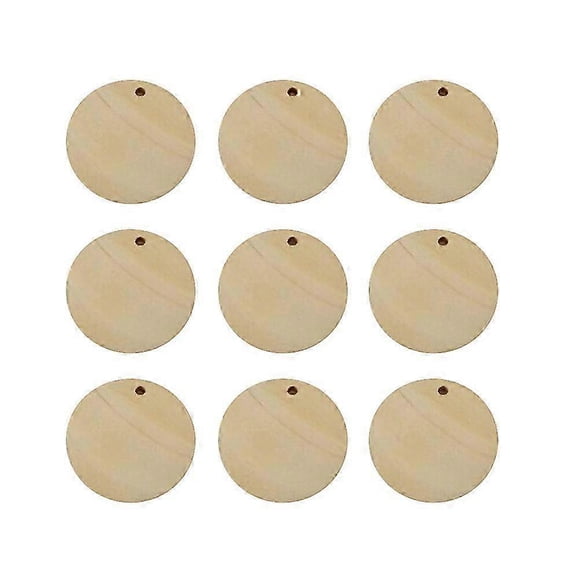 50pcs Round Wooden Slice Pendant DIY Jewelry Accessories Single Hole Wood Slice Pendant (30mm)