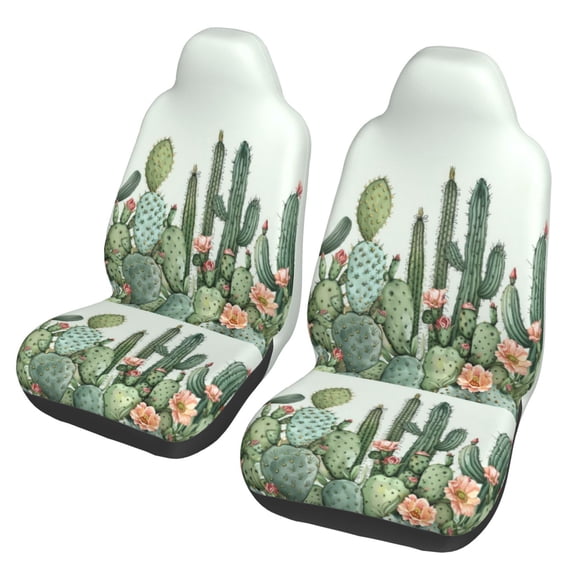 KAKALAD Cactus Floral Succulent Plants Nature 01 Car Accessories Seat Covers Set Vehicle Seat Covers Universal Front Seats Protector 2 Pcs