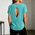 thumbnail image 3 of Open Back Workout Tops for Women 2026 Summer Short Sleeve Crewneck Athletic Gym Shirts Yoga Pilates Outfits, 3 of 5