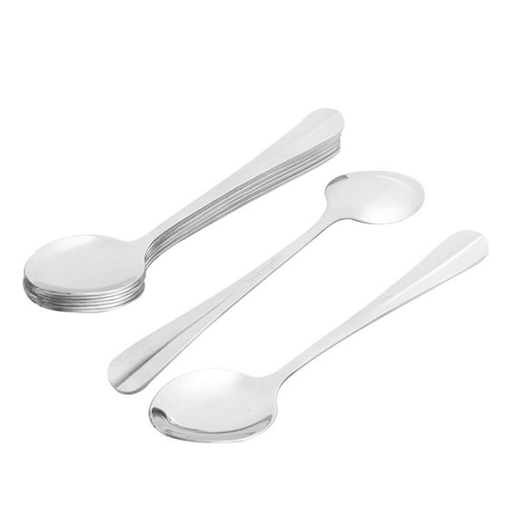 Unique Bargains Household Restaurant Utensil Head Metal Spoon Soup Tableware Silver Tone 8Pcs