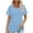 Blue, variant on BVOFAR Womens Casual Pleated Short Sleeve Tunics Summer Round Neck Waist Shirts Solid Color Curved Hem Ruched Stretch Fitted Tops