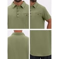 thumbnail image 7 of DARING DIVA Men's Linen Chest Pocket Short Sleeve Casual Hawaiian Shirts M Olive Green, 7 of 7