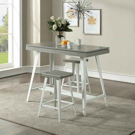 Kaylen Wood 3-Piece Counter Height Dining Table Set Antique Gray