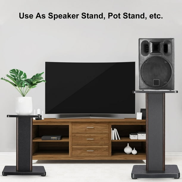 2-Pack Black Speaker Table Stands - Compatible With Bose OmniJewel Lifestyle 650/850 Satellite Speakers, Aluminum & Tempered Glass