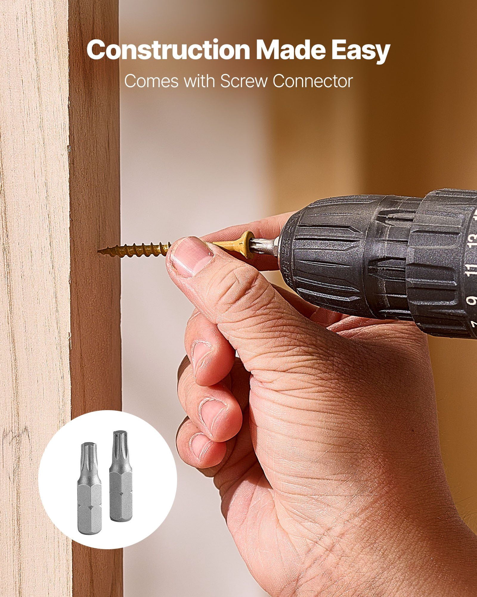 Wood Screws 350 PCS #8 x 2 Inch Anti Rust Coated Exterior Deck Screw Torx T25 Star Drive Metal Rust Resistant Outdoor Decking Screws with 2 Screw Connectors for Decking Fencing Framing
