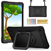 Kids Case for Samsung Galaxy Tab A 10.1 inch 2019 Tablet, Dteck 360 Degree Swivel Handle Grip Stand Heavy Duty Rugged Shockproof Case with Carrying Shoulder Strap for Samsung SM-T510/T515,Black