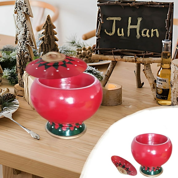 Gnmfd Christmas Candy Bowl with Lid and Spoon, Festive Holiday Snack Tray for Table Decor, Candy Jar Resin Storage for Party, Seasonal Christmas Decoration and Gift