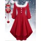thumbnail image 1 of Vestido de invierno de Navidad para mujer, elegante vestido de manga larga abullonada con cuello de piel sintética, traje Midi para fiesta de Navidad y Año Nuevo, 1 of 4