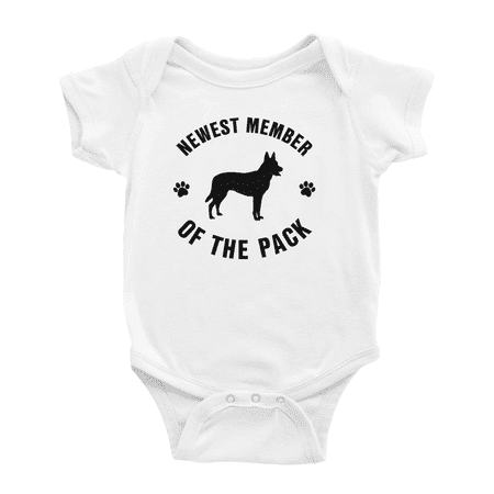 

Newest Member of The Pack Dutch Shepherd Dog Funny Baby Jumpsuits Boy Girl
