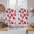 thumbnail image 2 of Strawberry Kitchen Curtains, Pink Spring Summer Rustic Floral Fruit Light Filtering Window Curtain Panels, 2Pcs Rod Pocket Window Treatments Set for Study Room Bathroom Bedroom 52x54 Inches, 2 of 9