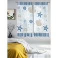 thumbnail image 4 of Ocean Striped Sheer Curtains 72 Inch Long 2 Panels, Light Blue Starfish Shell Jellyfish Coral Light Filtering Rod Pocket Curtains, Sheer Voile Drapes for Living Room Bedroom, 52"x72", 4 of 8