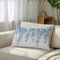 thumbnail image 6 of Teal Blue Eucalyptus Leaves Throw Pillow Covers Summer Farmhouses Botanical Decorative Lumbar Pillow Cover Rectangle Cushion Case for Sofa Couch Bed Living Room Bedroom 20 X 30 Inches, 6 of 9