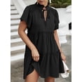 thumbnail image 2 of Mini vestido de manga corta con volantes y cuello alto para mujer Romacci Vestido, 2 of 7