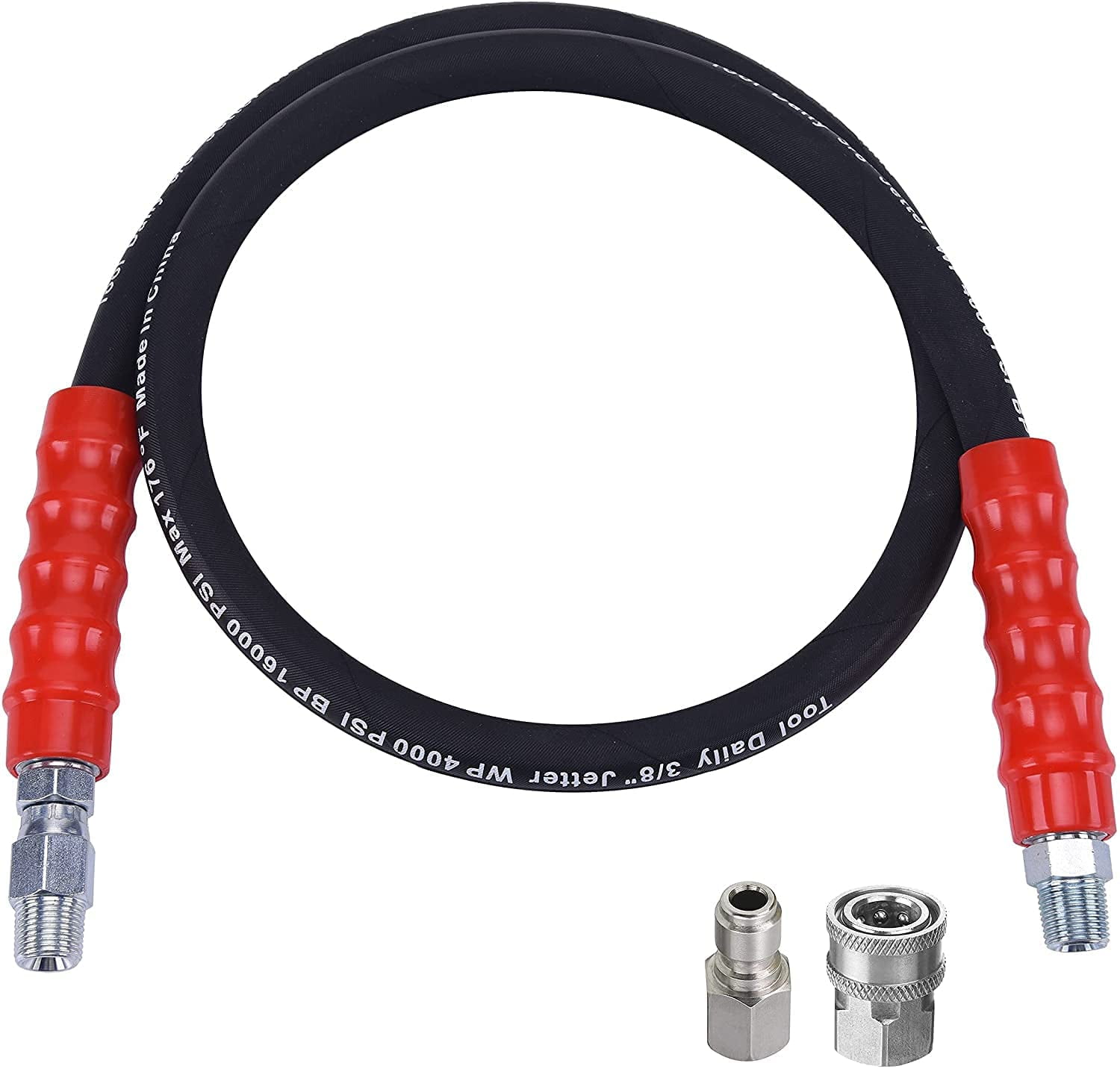 High Tensile Wire Braid Pressure Hose 4200 PSI Hose Reel Connector Hose for Pressure Washing 5 POHIR Pressure Washer Whip Hose 5 FT Short Power Washer Hose with 3/8'' Quick Connect Adapter Set 