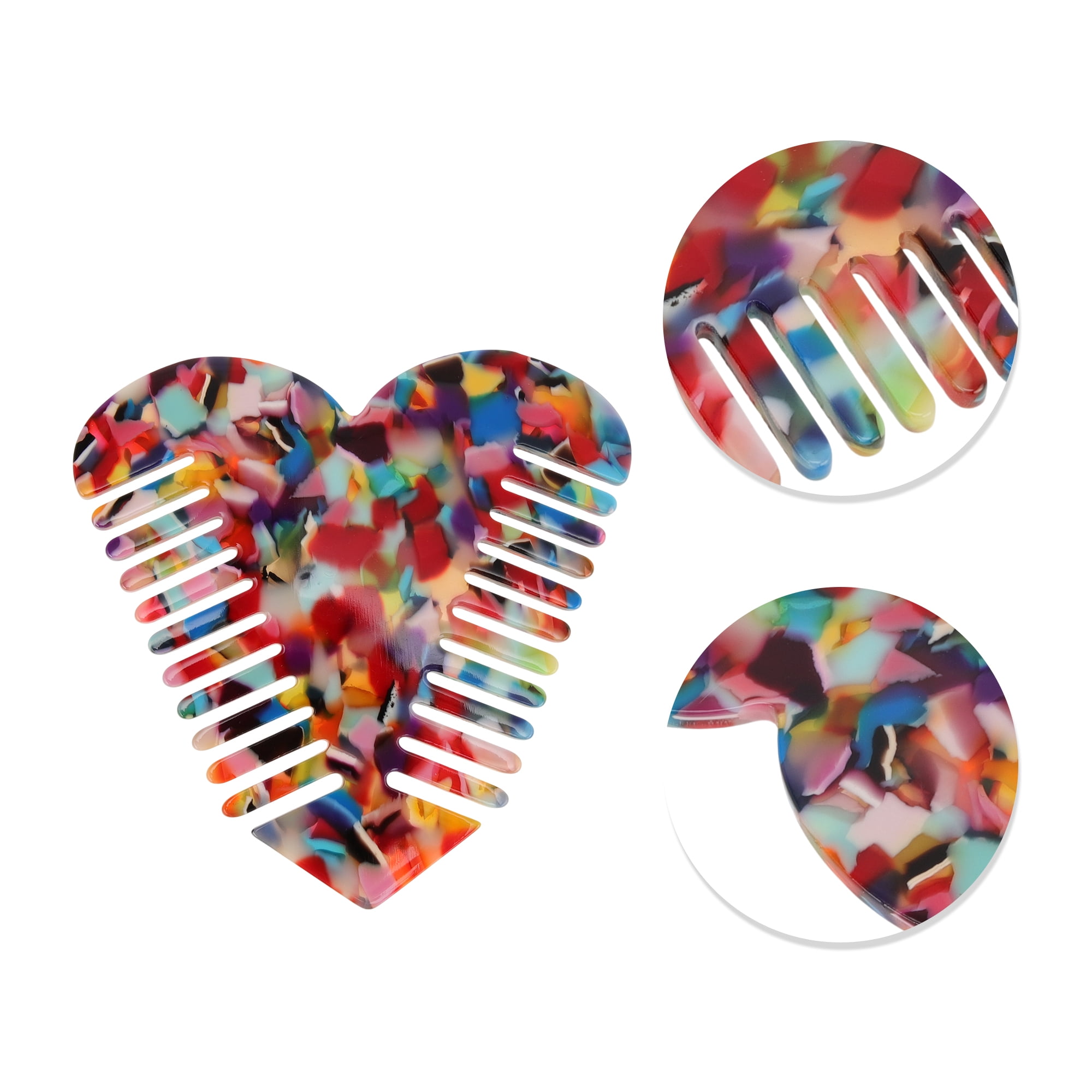 Unique Bargains 1 Pc Heart Shaped Hair Comb for Effortless Hair Care Styling Colorful