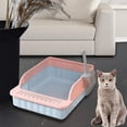thumbnail image 1 of Bandeja de Arena para Mascotas Abierta Inodoro Perfecl con Marco Recipiente de Baño Profundo a Prueba de Salpicaduras Cucharas Fáciles de L Azul rosado, 1 of 8