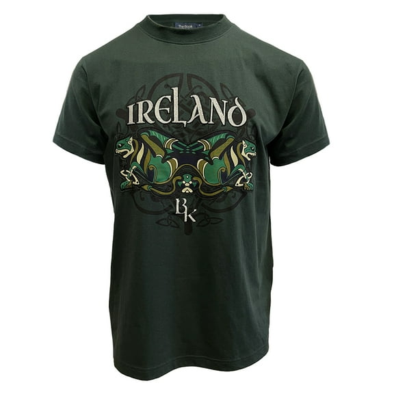 Book of Kells Green Appliqued Celtic Knot Ireland Men's T-Shirt