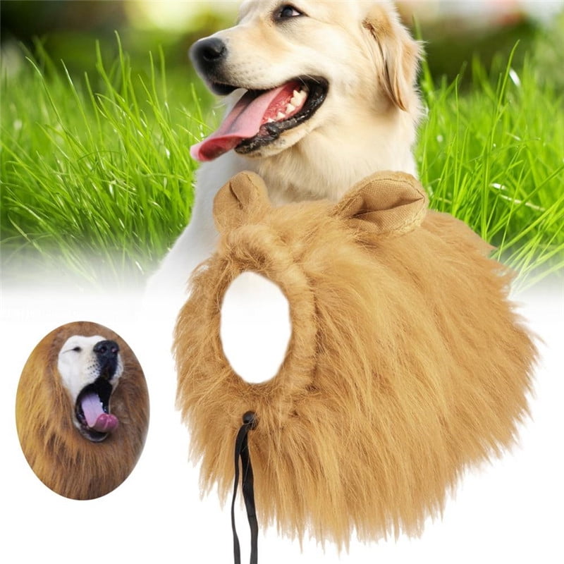 Pet Costume Lion Mane Wig w/ Ears for Large Dog Halloween Clothe Fancy Dress up 