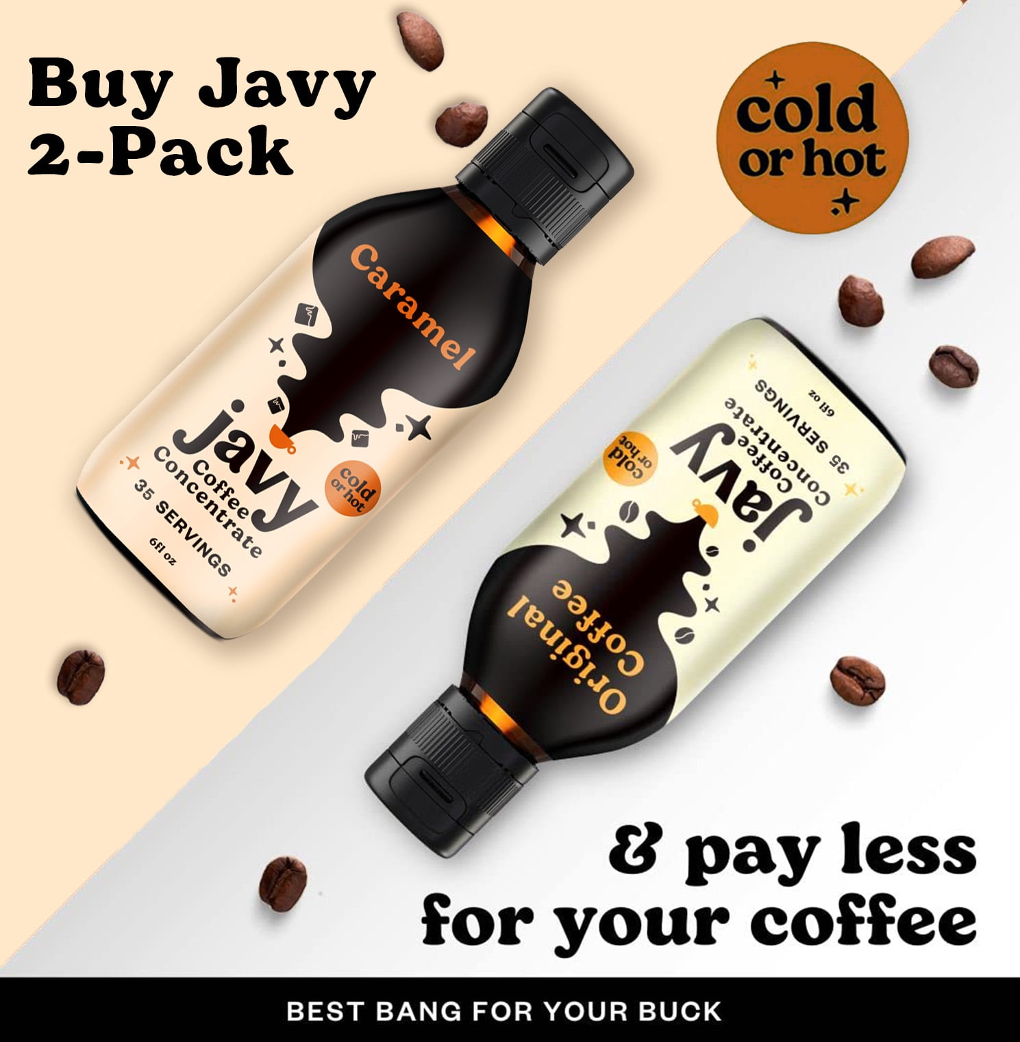 Javvy Coffee Concentrate Bundle, 2 Flavor Original & French Vanilla Coffee Variety Pack, Ice & Cold Coffee Drinks in Seconds, Coffee gifts, 12 ounces Javvy Coffee Concentrate Bundle, 2 Flavor Original & French Vanilla Coffee Variety Pack, Ice & Cold Coffee Drinks in Seconds, Coffee gifts, 12 ounces