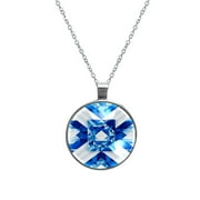 Flag of Israel Elegant Glass Circular Pendant Necklace - Stylish Necklaces for Women