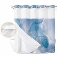 thumbnail image 2 of Blue Marble No Hook Shower Curtain Waterproof,Bathroom Curtains with Snap in Liners and See Through Top Window,Modern Abstract Art Yellow Lines Ink Painting Hotel Bathtub Curtains Shower 66"Wx72"L, 2 of 8