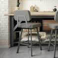 thumbnail image 3 of Amisco Clarkson 26 In. Swivel Counter Stool - Taupe Grey Faux Leather / Dark Grey Metal, 3 of 7