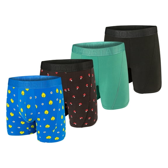 Aeropostale Mens Boxer Briefs Poly Spandex Performance Brushed Microfiber Ultra Soft Fly-less Support Boxer Briefs Underwear(Blue/Black/Teal/Black, Medium)
