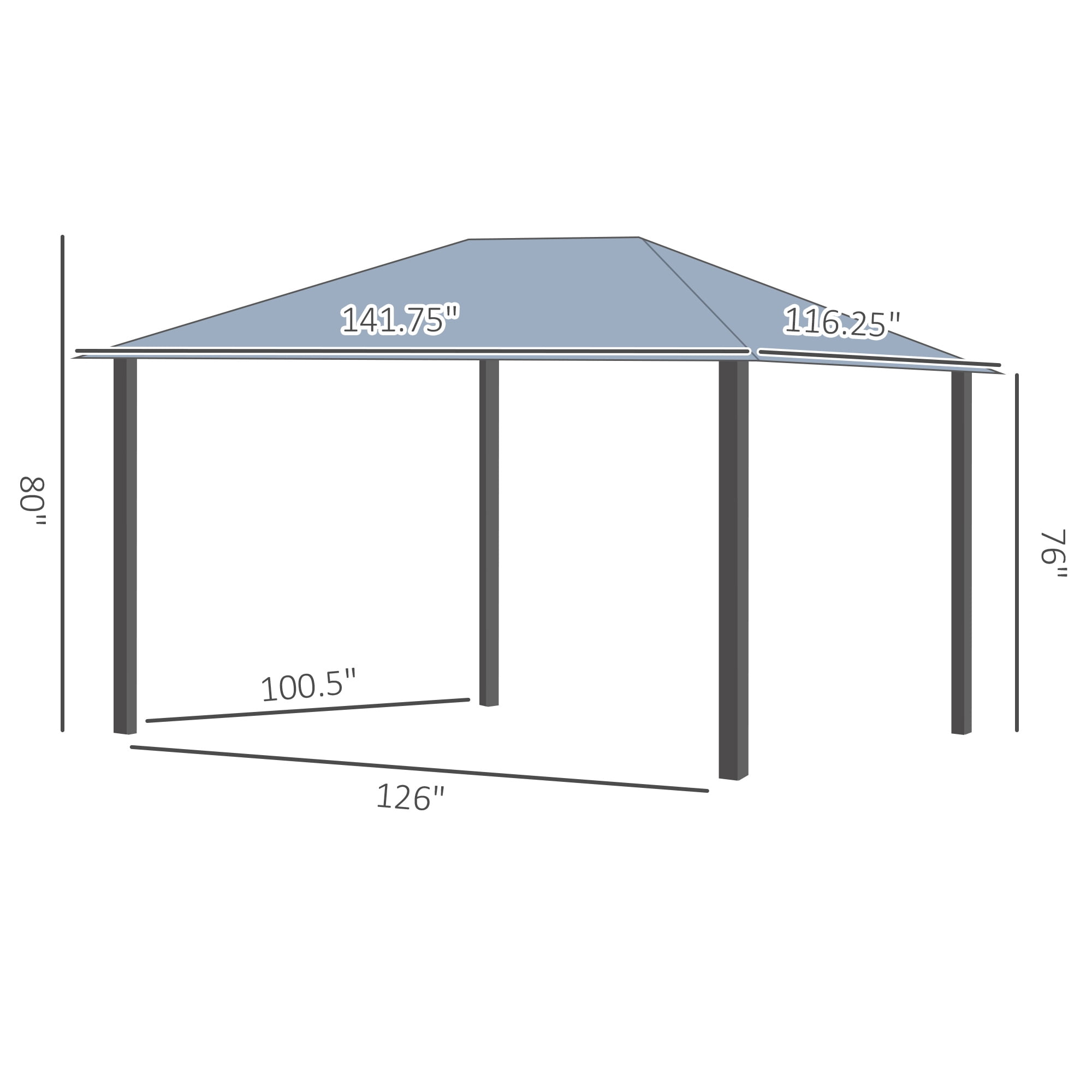 Outsunny 10’ x 12’ Hardtop Gazebo, Aluminum Frame with Netting