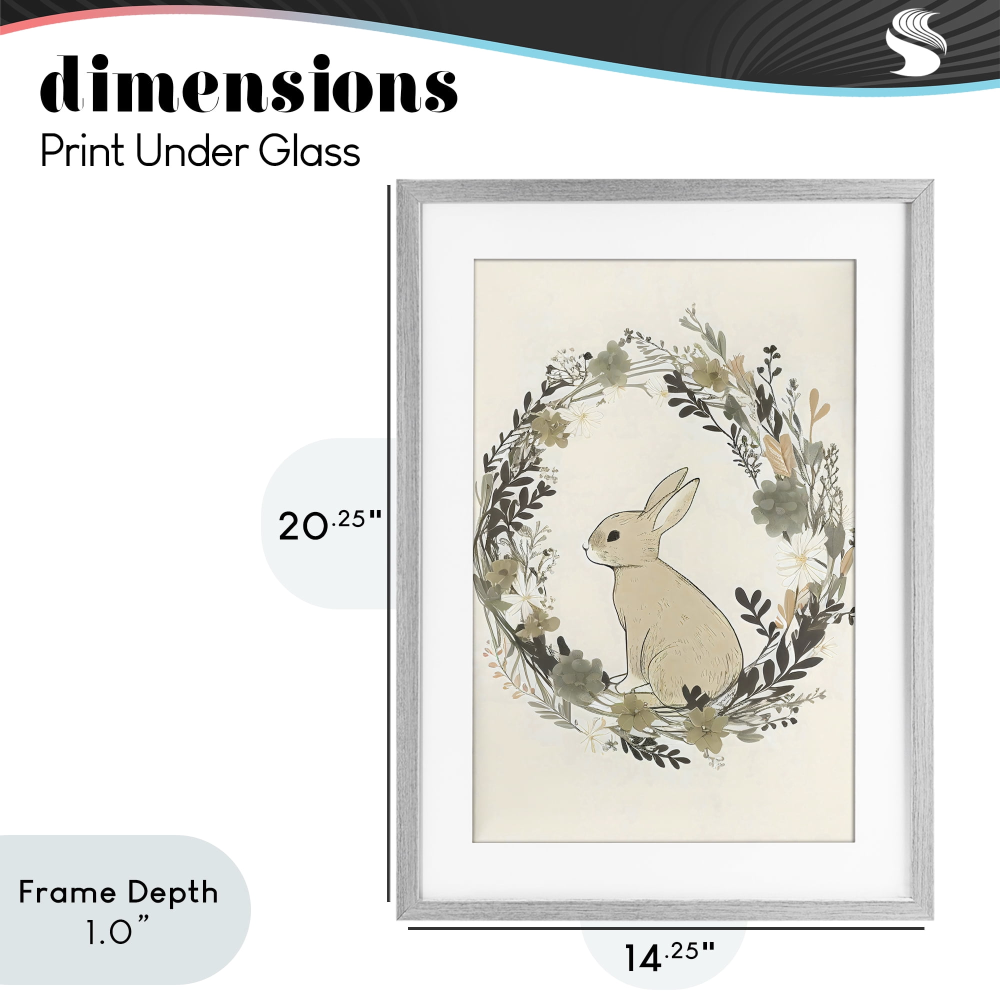 Stupell Industries Pastoral Bunny Wreath Gray Framed Print Under Glass, design by Creative Studio