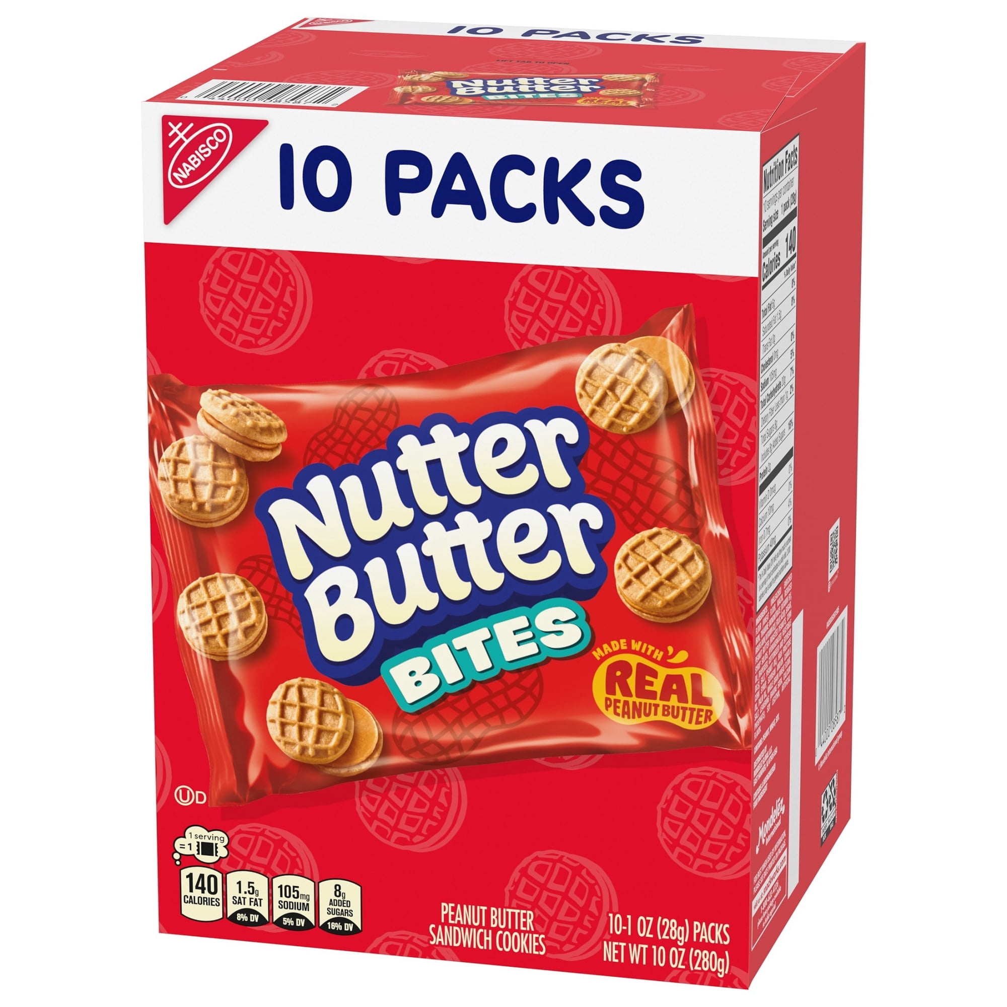Nutter Butter Bites Peanut Butter Sandwich Cookies, 10 Snack Packs