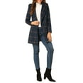 thumbnail image 2 of Allegra K Women's Plaid Shawl Collar Belted Wrap Winter Coat, 2 of 6