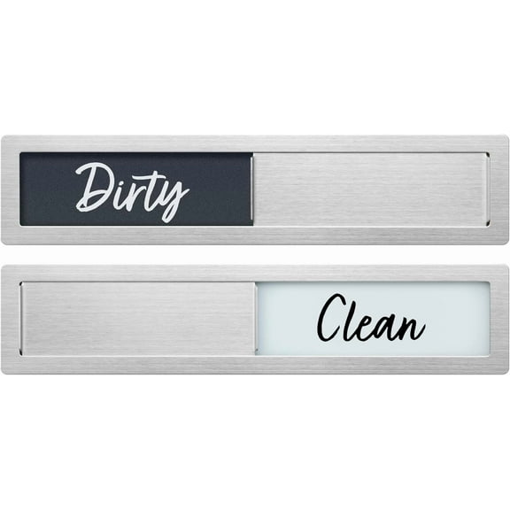 Dishwasher Magnet Clean Dirty Sign, Stainless Steel Clean Dirty Slider Magnet with Extra Adhesives for Mounting