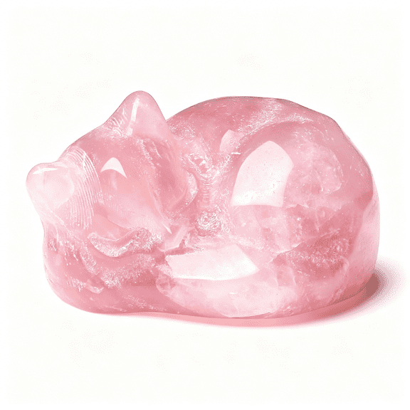 BPPEG Rose Quartz Cat Decor Pink Gift Crystals Sleeping Cat Statue Stone Figurine Polished Gemstones Decors Office Room Home Desk Decors for Women Cats Decor