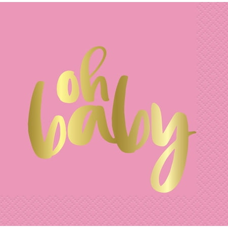 Oh Baby Paper Luncheon Napkins 6 5 In Pink And Gold 16ct Oh Baby Paper Luncheon Napkins 6 5 In Pink And Gold 16ct