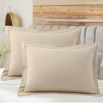 PiccoCasa Soft 1800 Microfiber Oxford Pillowcases 2Pcs, Standard Tan