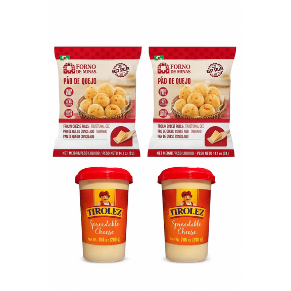 Forno de Minas Cheese Rolls Pack of 2x14.1 oz   Tirolez Spreadable Cheese Pack of 2x7.05 oz