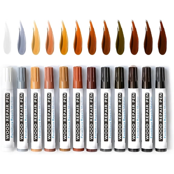 Dvjoy Wood Furniture Repair Kit,12 Colors Wood Scratch Repair Markers, Professional Repair Tools for Stains, Scratches, Wood Floors, Tables, Bedposts,Wood Repair kit
