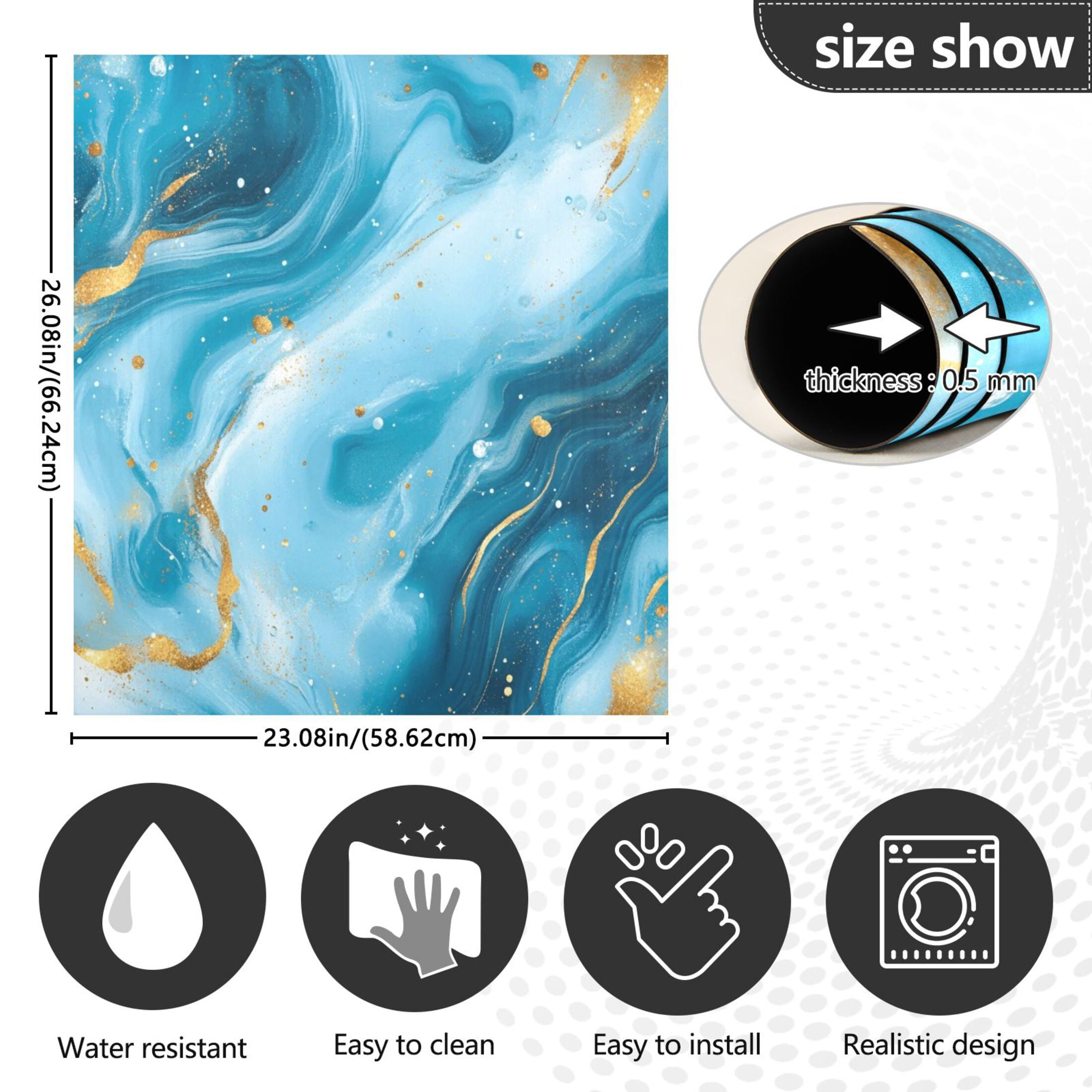 Dishwasher Magnetic Sticker 23x26 Inch Refrigerator Magnetic Sticker Washing Machine Magnetic Sticker Kitchen Panel Magnetic Sticker Home Decor Pretty Blue Marble Pattern