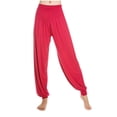 thumbnail image 4 of Ecqkame Women's High Waisted Sweatpants Women's Loose High Waist Wide Leg Pants Workout Out Leggings Casual Trousers Yoga Gym Pants Wine XL, 4 of 5
