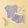 thumbnail image 3 of Sopiago Toddler Girl Summer Outfits Baby Girl Embroidered Flowers Short Sleeve T Shirts Shorts Set Cute Baby Clothes for Girls Purple,0-6 Months, 3 of 6