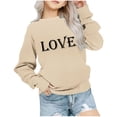 thumbnail image 2 of Milgrthf Chandail en Molleton Graphique Lettre de la Saint-Valentin pour Filles Mignon Manches Longues Col Rond Beige 7 Ans, 2 of 7