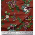 thumbnail image 3 of Soimoi Red Heavy Satin Fabric Leaves & Ranunculus Floral Print Fabric by the Yard 56 Inch Wide, 3 of 3