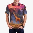 thumbnail image 2 of Balery Lantern Giraffes Magical Forest Printed Men’s Short Sleeve Polo Shirt, Midweight Men's Shirt,Golf Polo shirts -Medium, 2 of 8
