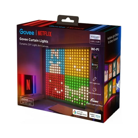 Govee Netflix RGBIC Indoor Curtain Lights 4.92x4.92ft with 400 LED Leads